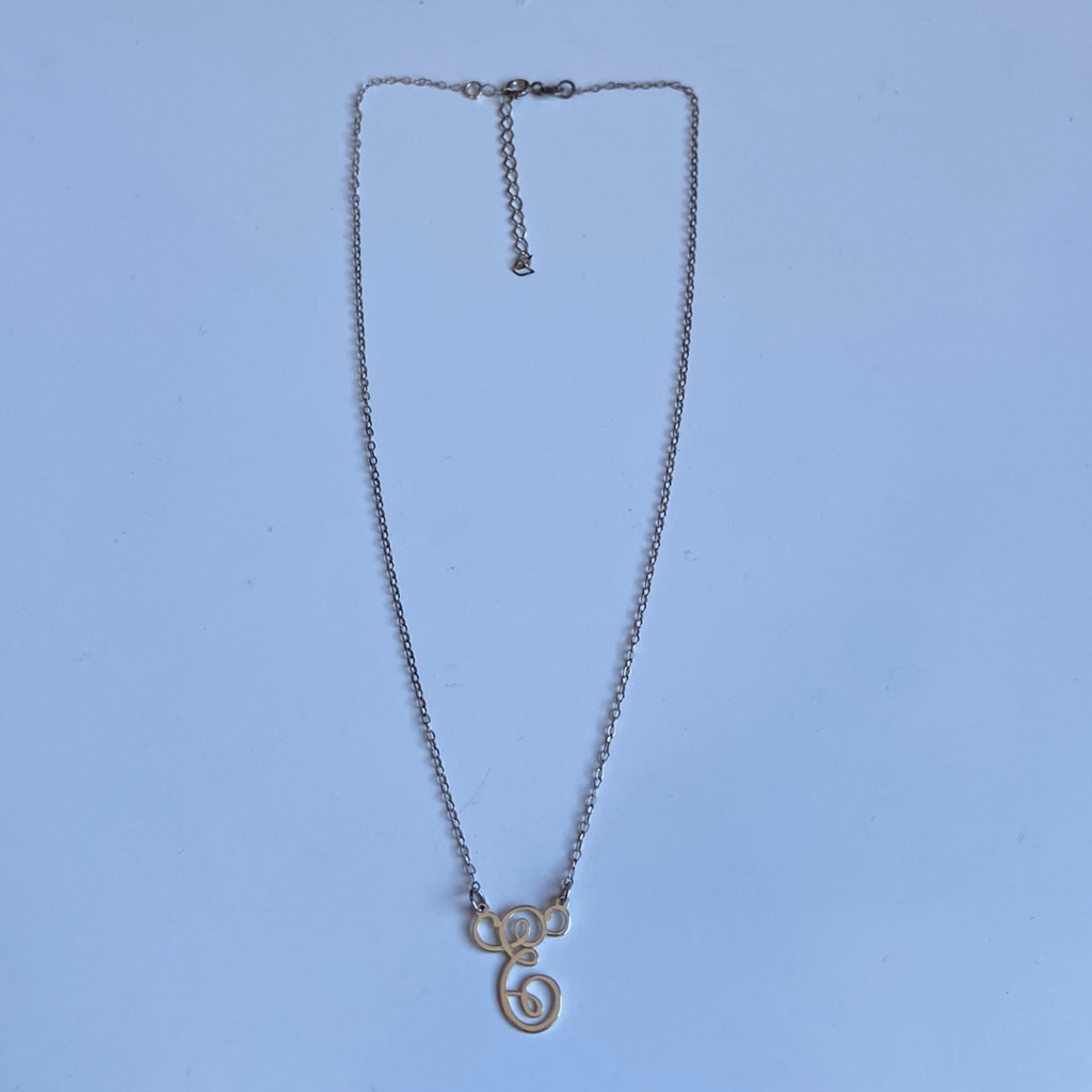 Sterling Silver “E” Script Initial Necklace